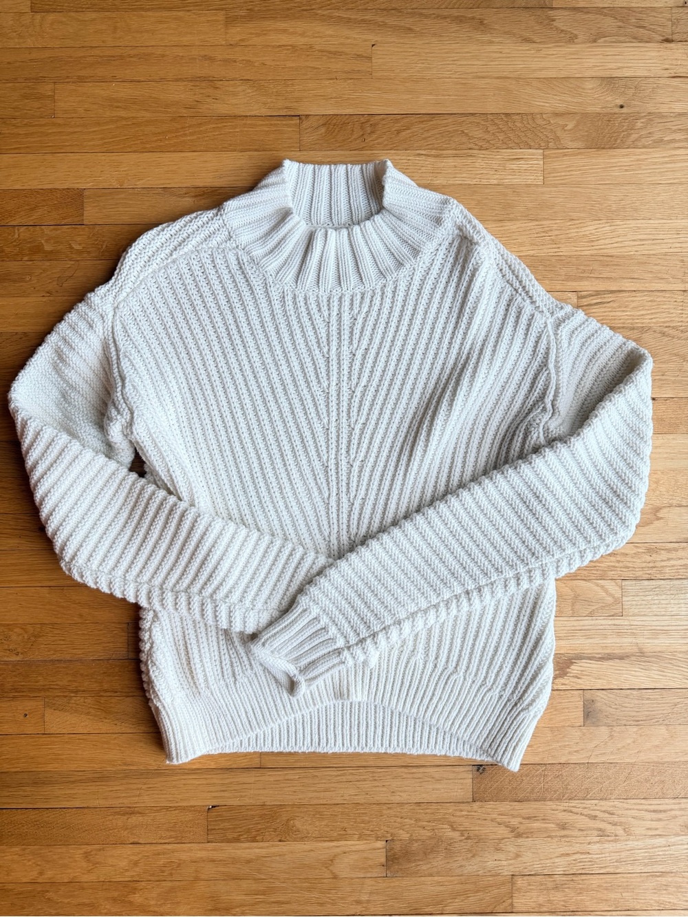Lucky Brand Off-White Ribbed Mock Neck Sweater Chunky Ribbed 90’s Style Warm